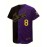 Men's Black & Purple #24 Baseball Jersey - Classic Letter Embroidery, Breathable Button-Up V-Neck, Loose Fit for Training, Competition & Casual Wear - All-Season Sportswear for Men & Teens