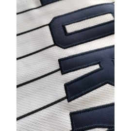 Men'S White Striped # 22 Baseball Shirt, Classic Letter Embroidery Design, Breathable Button Style Short Sleeved Shirt, Suitable for Training And Games