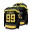 [Embroidered Captain's Jersey] Black Embroidered V-Neck Captain's Jersey - Men's #99 Duck Style Ice Hockey Sweatshirt, Breathable Polyester with Striped Accents, Casual & Sporty for All Seasons