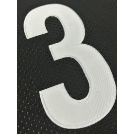 Men's Black #3 Embroidered American Football Jersey - Loose Fit Breathable V-Neck Rugby Top with Yellow Accents, All-Season Casual Streetwear for Sports & Outdoor Activities, Durable Sportswear