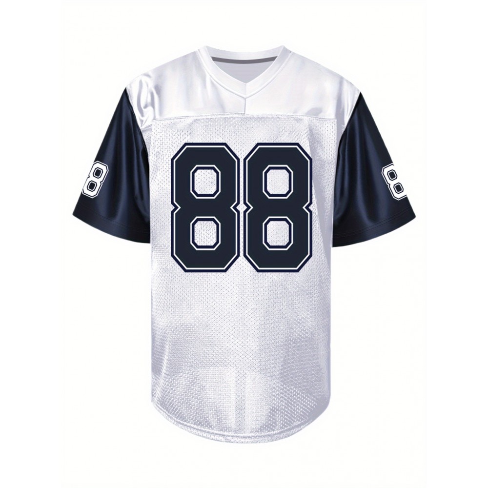 Men'S White # 88 American Football Shirt with Loose Embroidery, Fashionable, Casual, Street Breathable Football Top Men'S White # 88 American Football Shirt with Loose Embroidery, Fashionable, Casual, Street Breathable Football Top