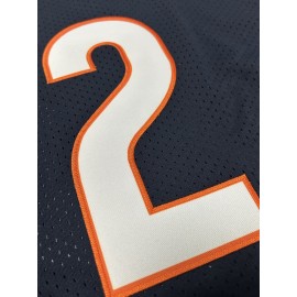 SheLucki Men'S Deep Blue #2 American Football Jersey, Loose Fit, Breathable Polyester, V-Neck, Embroidered Sports Top, Casual Streetwear for All Seasons