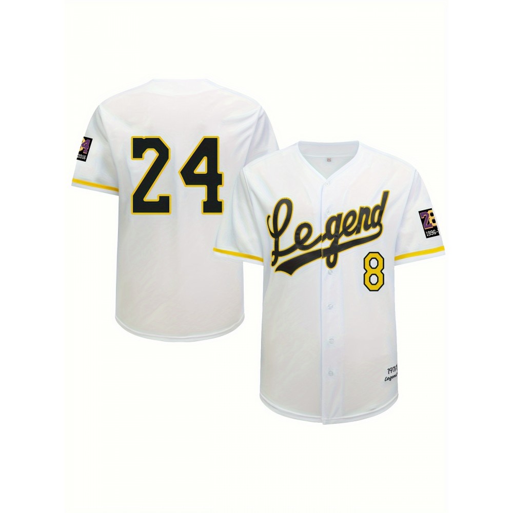 Men's Short Sleeve Baseball Jersey With Letter And Number Embroidered For Training And Competition Men's Short Sleeve Baseball Jersey With Letter And Number Embroidered For Training And Competition
