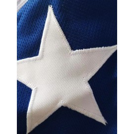 Men's U.S.A. Embroidered Ice Hockey Jersey - White, Blue & Red Striped V-Neck Sweatshirt, Loose Fit, Breathable Polyester for Sports, Casual Wear & Outdoor Activities, Outdoor Activewear | Casual Hockey Jersey | Embroidered Detailing