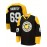 Men's Black # 69 Ice Hockey Sports Shirt, Loose Embroidered Long Sleeves, Sports Fashion Casual, Street Breathable
