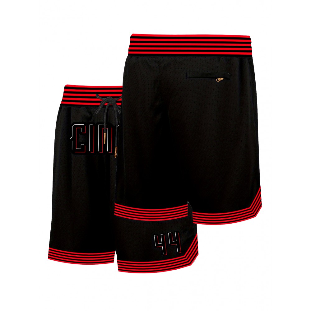 Men's #44 Black Basketball Shorts with Classic Letter Embroidery - Breathable, Button-Up Design for Training & Competition Men's #44 Black Basketball Shorts with Classic Letter Embroidery - Breathable, Button-Up Design for Training & Competition