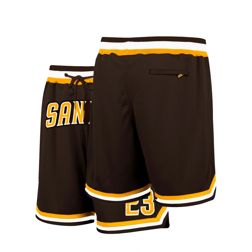 Men'S Brown # 23 Baseball Shorts, Classic Letter Embroidery Design, Breathable Button Style Short Sleeve Shirt, Suitable For Training And Competition Men'S Brown # 23 Baseball Shorts, Classic Letter Embroidery Design, Breathable Button Style Short Sleeve Shirt, Suitable For Training And Competition