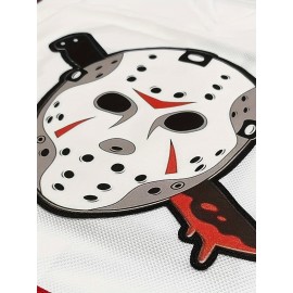 White Loose Fit Embroidered Long Sleeve #13 Ice Hockey Sports Shirt - Breathable Street Fashion Casual