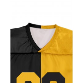 Women's Pittsburgh #90 Polyester Football Jersey T Shirts, Women Yellow And Black Stitching V-Neck Sports Shirt With Slight Stretch, Breathable Casual Knit Fabric For All Seasons, Loose Fit Adult & Teen, Fans Gift Women Youth