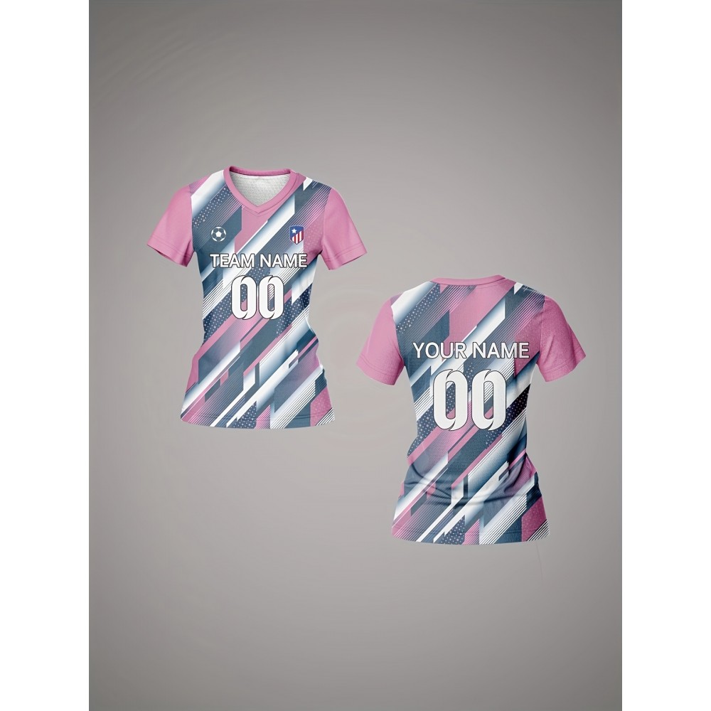 Customizable Women's V-Neck Soccer Jersey - Personalized Name & Number, Breathable Quick-Dry Polyester Sports Top for Team Training, Fitness & Casual Wear Customizable Women's V-Neck Soccer Jersey - Personalized Name & Number, Breathable Quick-Dry Polyester Sports Top for Team Training, Fitness & Casual Wear