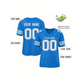Custom Football Jersey - Personalized Team & Number, Breathable Sweat-Wicking Fabric, V-Neck Design for Men & Women, Plus Size Sports Training T-Shirt for Summer, Football Jersey, Sports Fan Apparel, Sporty Aesthetic, Comfortable Fit