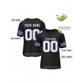 Custom Football Jersey - Personalized Team & Number, Breathable Sweat-Wicking Fabric, V-Neck Design for Men & Women, Plus Size Sports Training T-Shirt for Summer, Football Jersey, Sports Fan Apparel, Sporty Aesthetic, Comfortable Fit