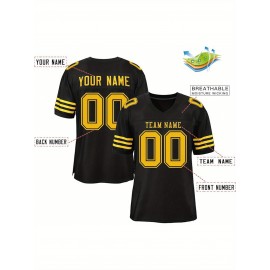 Custom Football Jersey - Personalized Team & Number, Breathable Sweat-Wicking Fabric, V-Neck Design for Men & Women, Plus Size Sports Training T-Shirt for Summer, Football Jersey, Sports Fan Apparel, Sporty Aesthetic, Comfortable Fit