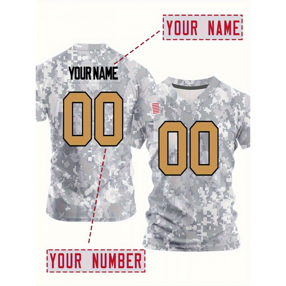 Customizable Women'S Plus Size Football Jersey - Personalized Name & Number, Breathable V-Neck Design, Camouflage Print, Ideal for Team or Casual Wear, Summer Sports Apparel, Football Jersey Customizable Women'S Plus Size Football Jersey - Personalized Name & Number, Breathable V-Neck Design, Camouflage Print, Ideal for Team or Casual Wear, Summer Sports Apparel, Football Jersey