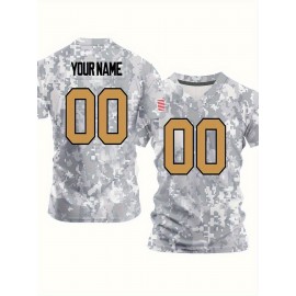 Customizable Women'S Plus Size Football Jersey - Personalized Name & Number, Breathable V-Neck Design, Camouflage Print, Ideal for Team or Casual Wear, Summer Sports Apparel, Football Jersey