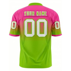 Customizable Plus Size Women'S Football Jersey - Personalized Name & Number, V-Neck Short Sleeve, Black & Neon Green with White Stripes & Logo, Breathable Summer Sports Training Uniform for Outdoor Competition