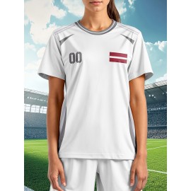 Customizable Women'S Plus Size Football Jersey - Personalized Name & Number, Maroon & Orange Soccer Training Shirt with White Accents, Breathable Summer Sportswear for Casual & Team Activities, Soccer Accessories, Durable Fabric