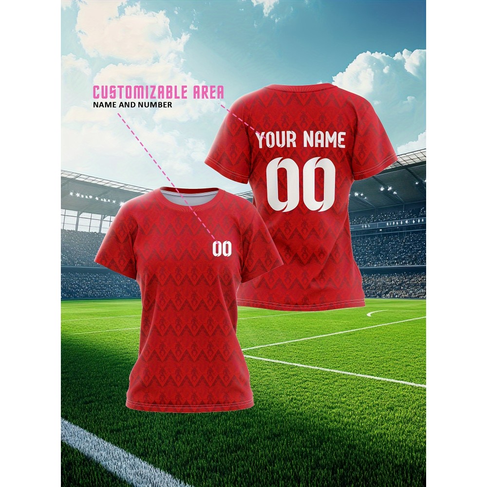 Customizable Plus Size Football Jersey for Women - Personalized Name & Number, Vibrant Soccer Graphic, Soft & Comfortable Fabric, Perfect for Training & Sports Activities, Soccer Accessories Customizable Plus Size Football Jersey for Women - Personalized Name & Number, Vibrant Soccer Graphic, Soft & Comfortable Fabric, Perfect for Training & Sports Activities, Soccer Accessories